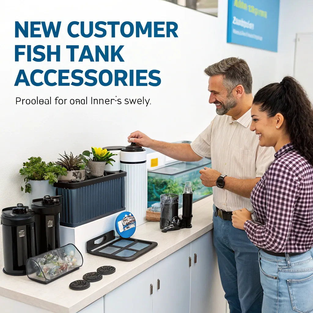 Customer showing new fish tank accessories